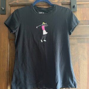 LADY HAGEN Short Sleeve Black Golf Glitter Shoes Pima Cotton